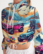 Life's a Beach! Women's All-Over Print Cropped Windbreaker